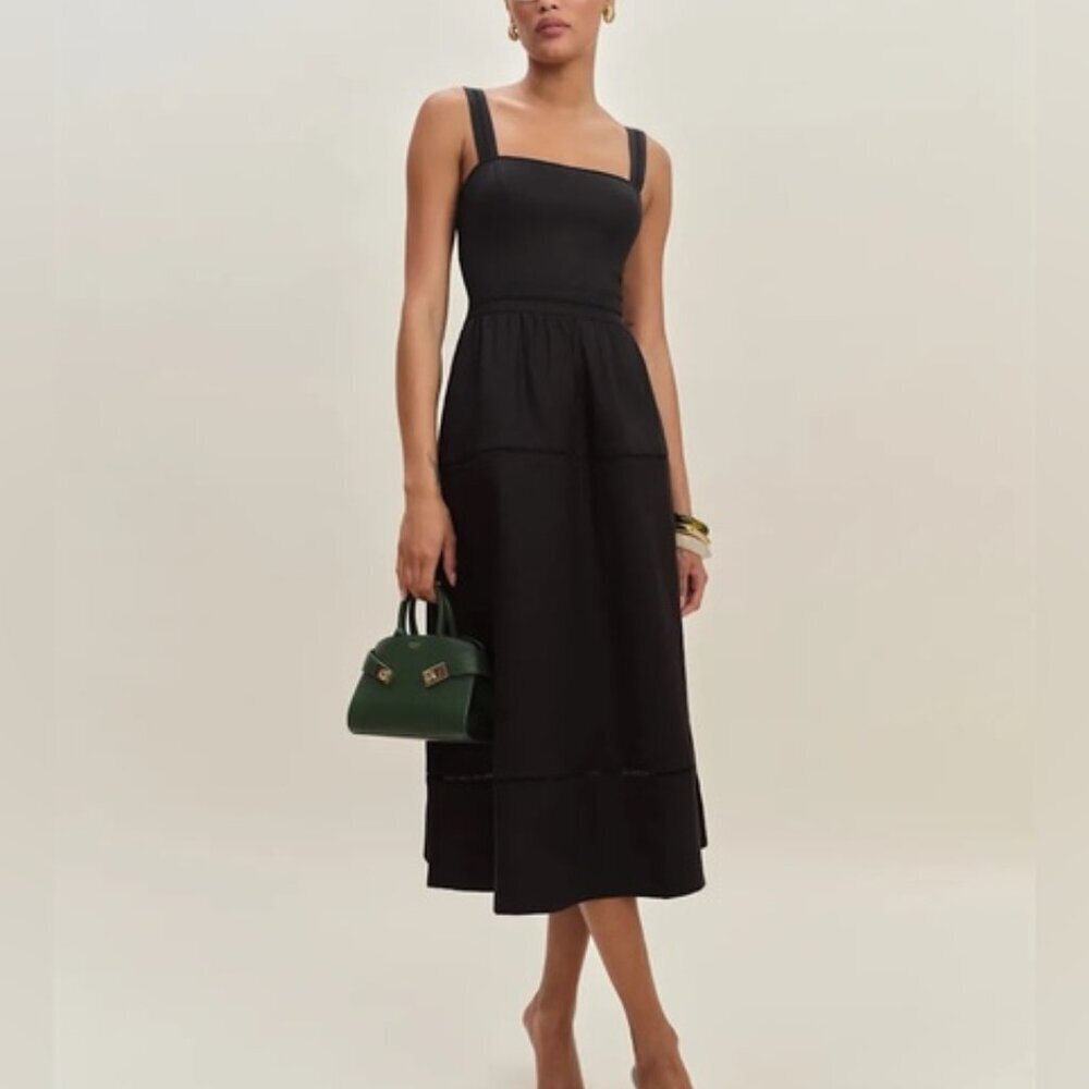 NEW Reformation Everett Sleeveless Linen Embroidered Midi Dress | US 6 UK 10 - Picture 3 of 13